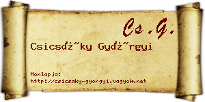Csicsáky Györgyi névjegykártya