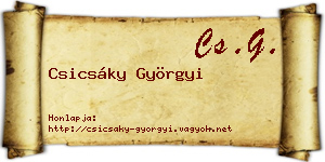 Csicsáky Györgyi névjegykártya